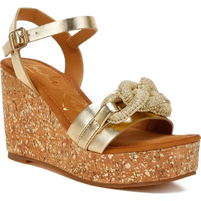 London Rag Emelda Platform Wedge Sandal In Gold