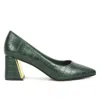 London Rag Emersyn Croc Block Heel Pump Shoes In Green