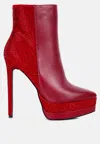 London Rag Encanto High Heeled Ankle Boots In Red