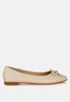 London Rag Enchanted Faux Leather Casual Ballerinas In Beige