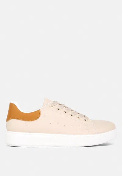 London Rag Enora Comfortable Lace Up Sneakers In Beige