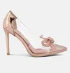 London Rag Erika Rhinestones Embellished Clear Pump Shoes In Pink
