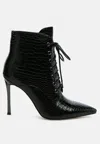 London Rag Escala Croc Stiletto Ankle Boots In Black