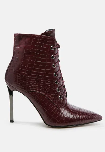 London Rag Escala Croc Stiletto Ankle Boots In White