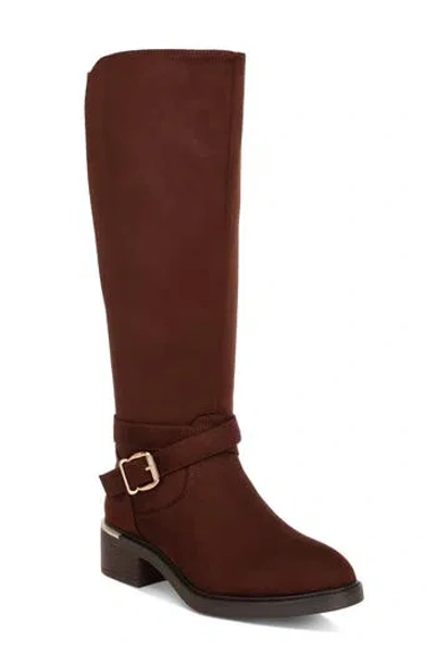 London Rag Euphemia Leather Knee High Boot In Brown