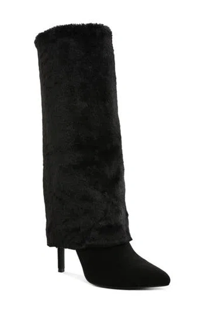 London Rag Everglade Faux Calf Hair Knee High Boot In Black