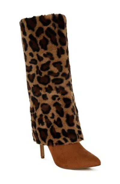 London Rag Everglade Faux Calf Hair Knee High Boot In Brown