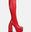 London Rag Fanning Platform Long Boots In Red