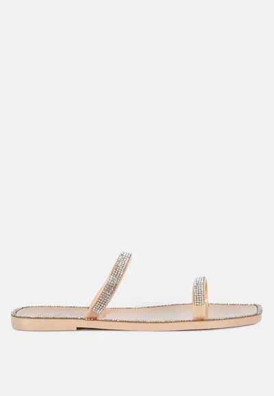 London Rag Fenta Diamante Detail Jelly Flats In Beige
