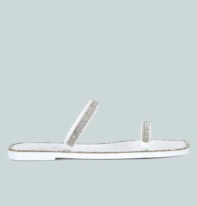 London Rag Fenta Diamante Detail Jelly Flats In White