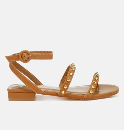 London Rag Flippity Studded Ankle Strap Flat Sandals In Multi