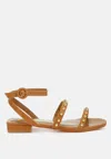 London Rag Flippity Studded Ankle Strap Flat Sandals In Multi
