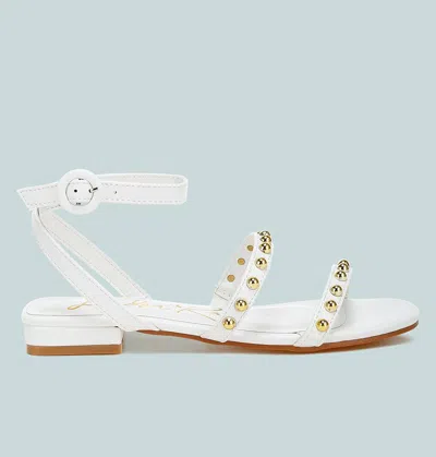 London Rag Flippity Studded Ankle Strap Flat Sandals In White