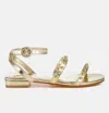 London Rag Flippity Studded Ankle Strap Flat Sandals In Yellow