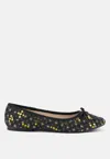 London Rag Florent Sequin Flat Bow Ballerinas In Black