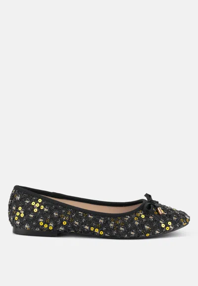 London Rag Florent Sequin Flat Bow Ballerinas In Blue