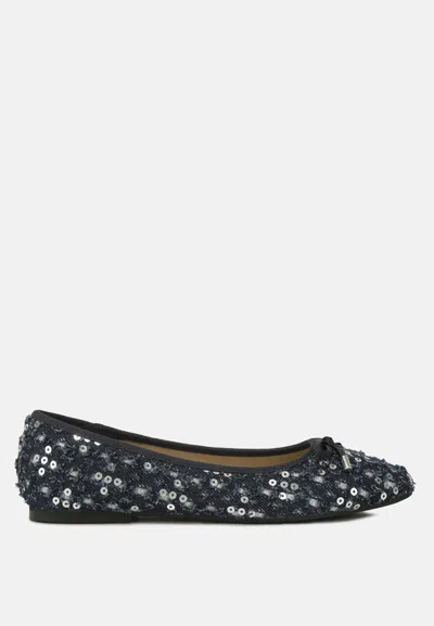 LONDON RAG FLORENT SEQUIN FLAT BOW BALLERINAS