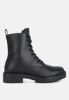 London Rag Forter Faux Leather Lace Up Boots In Black