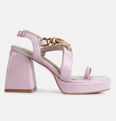 London Rag Frecklin Metal Chain Block Heel Sandals In Purple