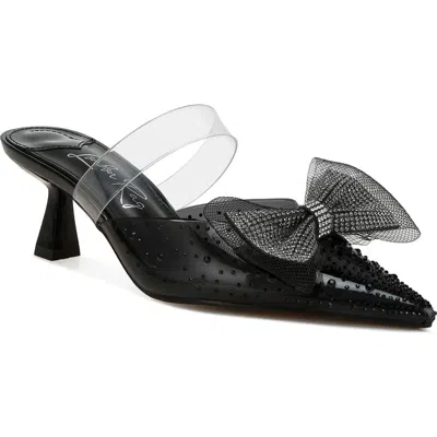 London Rag Freja Rhinestone Kitten Heel Mule In Black