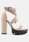London Rag Fresh Daisy Harness Straps Block Heel Sandals In Multi