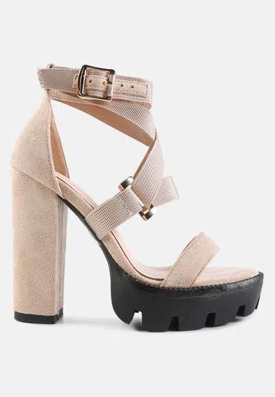 London Rag Fresh Daisy Harness Straps Block Heel Sandals In Multi