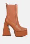 London Rag Frosty High Platform Block Heel Chelsea Boot In Brown