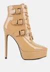 London Rag Gangup High Heeled Stiletto Boots In Beige