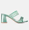 London Rag Giblet Metallic Slip On Block Heels In Green
