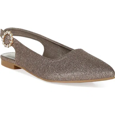 London Rag Giora Jewel Buckle Slingback Flat In Bronze