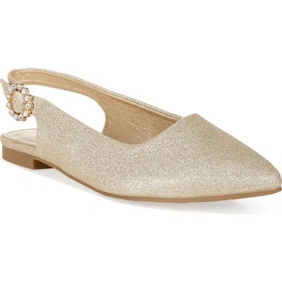 London Rag Giora Jewel Buckle Slingback Flat In Gold