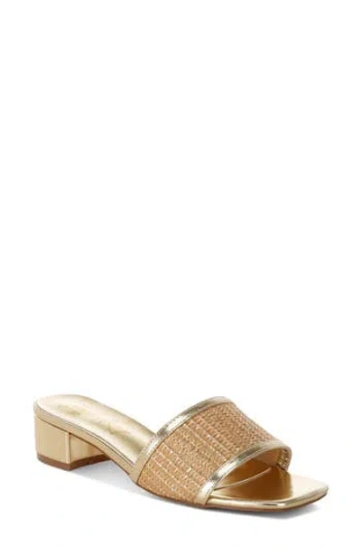 London Rag Gisella Raffia Slide Sandal In Gold
