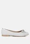 London Rag Gizeh Women Rhinestone Embellished Ballerinas In White
