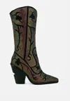 London Rag Glimmer Rhinestones Embellished Shimmer Calf Boots In Black