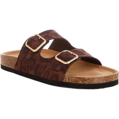 London Rag Gloriosa Double Strap Slide Sandal In Brown