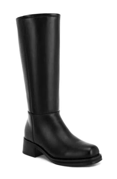 London Rag Golda Faux Leather Knee High Boot In Black