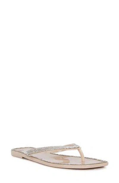 London Rag Golightly Rhinestone Flip Flop In Beige