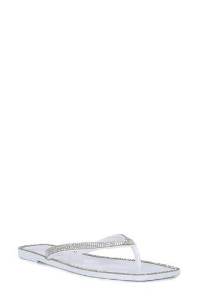 London Rag Golightly Rhinestone Flip Flop In White