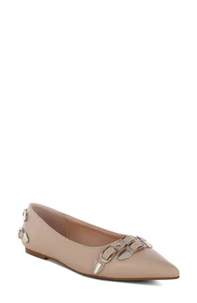 London Rag Golini Buckle Ballet Flat In Beige