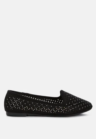 London Rag Gordon Perforated Ballerinas In Black