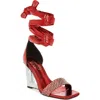 London Rag Harisha Frame Wedge Ankle Tie Sandal In Red