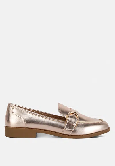 London Rag Haruka Metallic Faux Leather Loafers In Pink