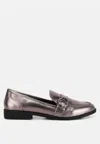 London Rag Haruka Metallic Faux Leather Loafers In Grey