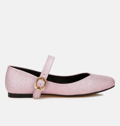 London Rag Herma Glitter Pin Buckle Ballerinas In Pink