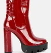 London Rag High Key Collared Patent High Heeled Ankle Boot In White