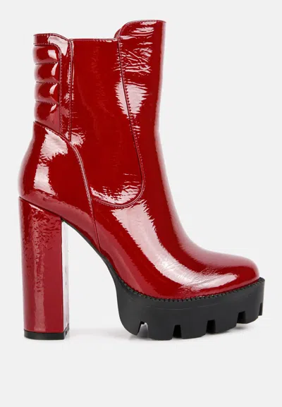 London Rag High Key Collared High Heel Ankle Boot In Red