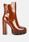 London Rag High Key Collared High Heel Ankle Boot In Brown