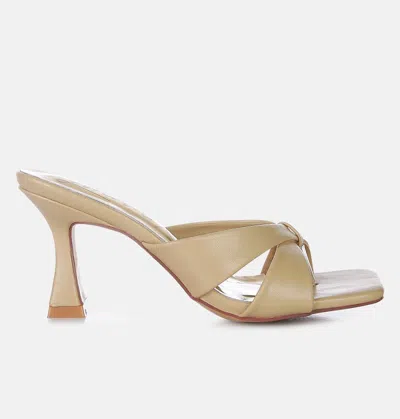 London Rag Highflip Criss Cross Spool Heel Sandals In Beige