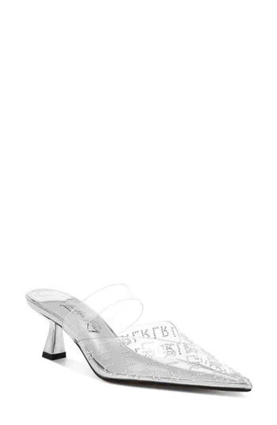 London Rag Holin Rhinestone Logo Pointed Toe Pump In Silver