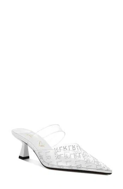 London Rag Holin Rhinestone Logo Pointed Toe Pump In White